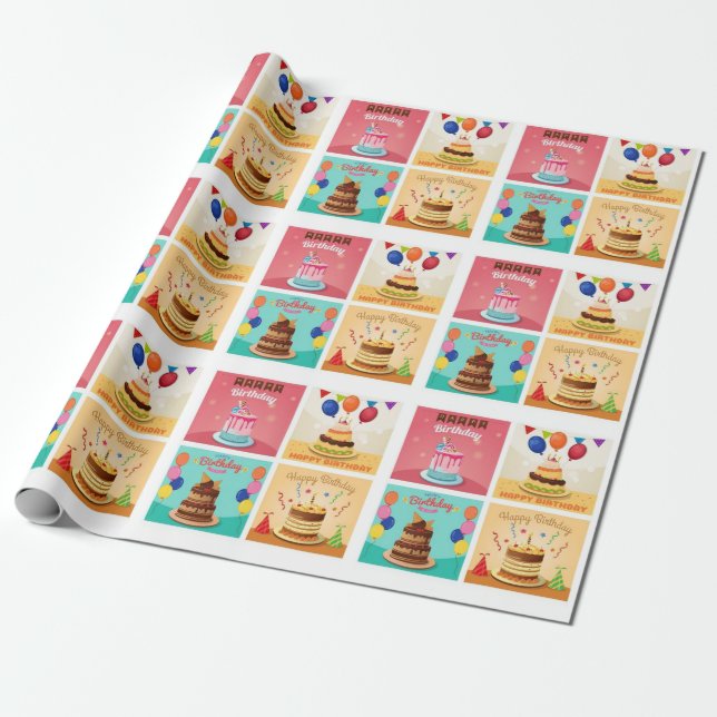 Birthday Cakes Pattern Geschenkpapier (Ungerollt)