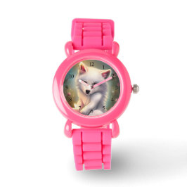 Birthday Candle Adorable White Baby Fox Armbanduhr