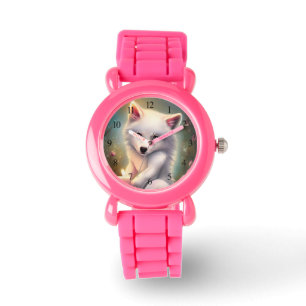 Birthday Candle Adorable White Baby Fox Armbanduhr