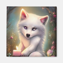 Birthday Candle Adorable White Baby Fox