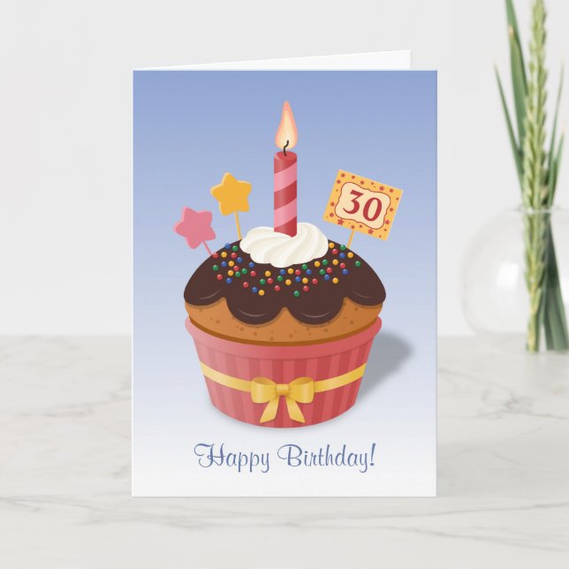 Birthday Candle Cupcake Custom Age Karte (Vorderseite)