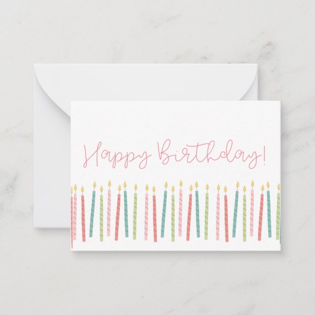Birthday Candle Flat Note Card Mitteilungskarte (Vorderseite)
