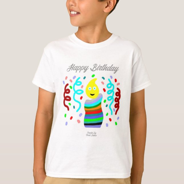 Birthday Candle Greetings Boys Basic T-Shirt (Vorderseite)
