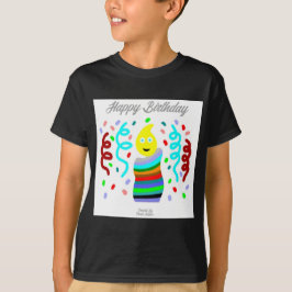 Birthday Candle Greetings Boys Black T Shirt