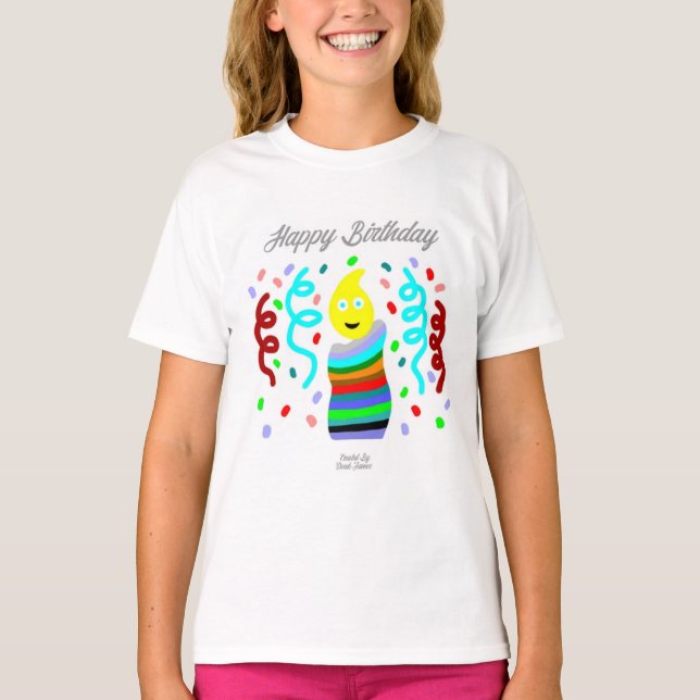 Birthday Candle Greetings Girls Basic T-Shirt (Vorderseite)