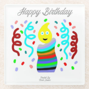 Birthday Candle Greetings Glass Untersetzer