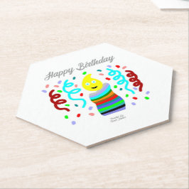 Birthday Candle Greetings Hexagon Paper Coaster Untersetzer