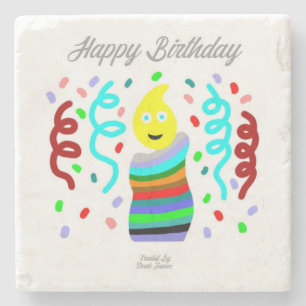Birthday Candle Greetings Marble Stone Untersetzer
