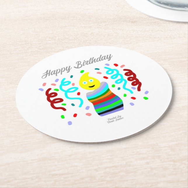 Birthday Candle Greetings Round Paper Coaster Runder Pappuntersetzer (Angewinkelt)