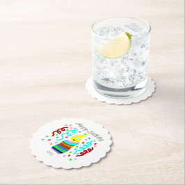 Birthday Candle Greetings Round Scalloped Coaster Untersetzer
