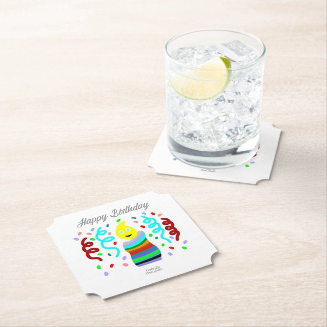 Birthday Candle Greetings Ticket Paper Coaster Untersetzer (Vor Ort)