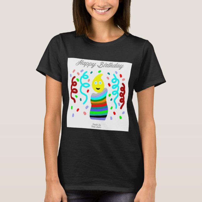 Birthday Candle Greetings Women's Black T Shirt (Vorderseite)
