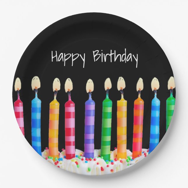 Birthday Candles auf Black Pappteller (Vorderseite)