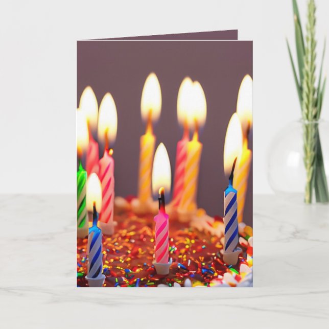Birthday Candles auf dem Kuchen glühen Karte (Vorderseite)