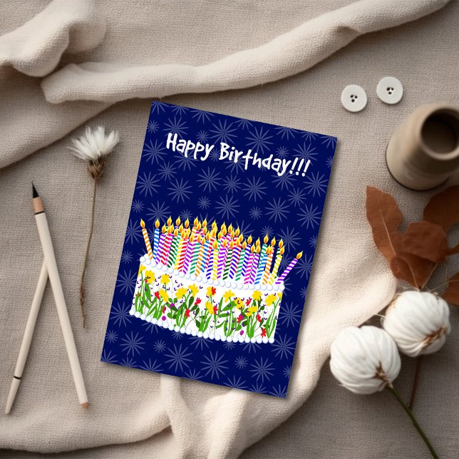 Birthday Candles & Cake Karte (Unique Birthday Cards: Geometric and Flat Art styles featuring florals, animals, and modern designs
)