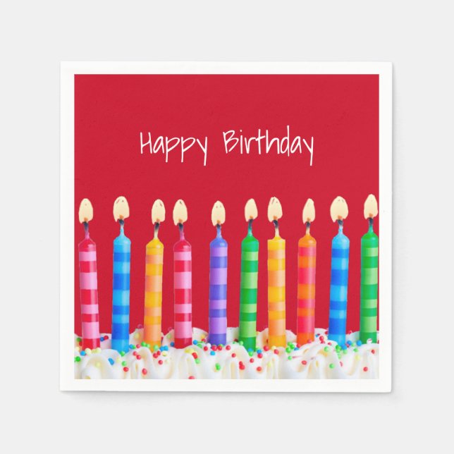 Birthday Candles on Red Serviette (Vorderseite)