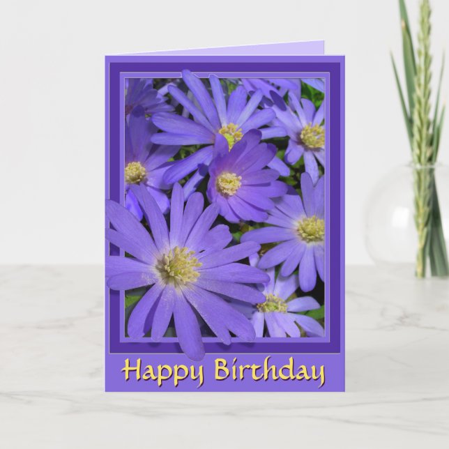 Birthday Card Blue Flowers Grußkarte Leere Karte (Vorderseite)