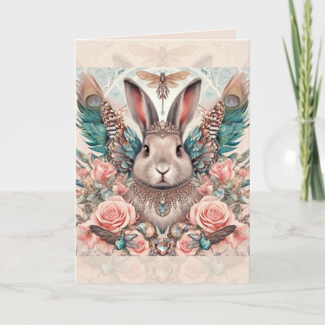 Birthday Card Bunny Rabbit Angel Princess Karte (Vorderseite)