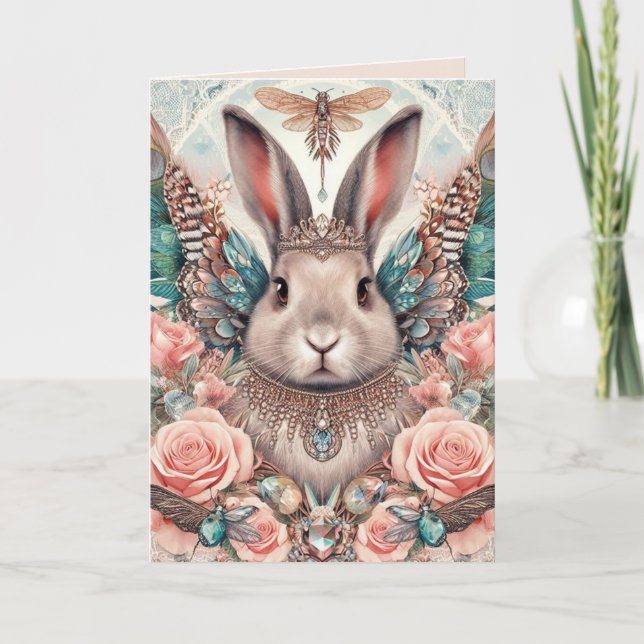 Birthday Card Bunny Rabbit Angel Princess Karte (Vorderseite)