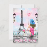 Birthday Card der Frau in Paris mit Eiffelturm