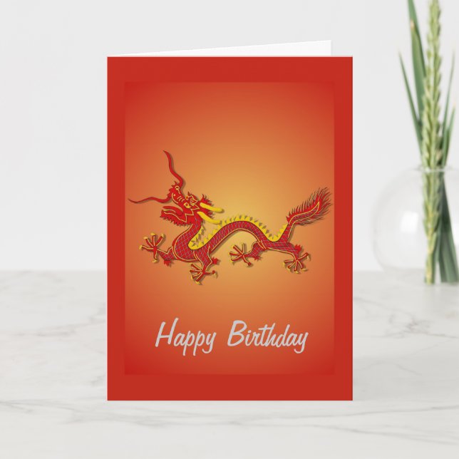 Birthday Card des chinesischen Roten und Goldenen  Karte (Vorderseite)