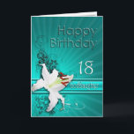 Birthday card for goddaughter 18, with a lily karte<br><div class="desc">A pure white lily on a background of delicate scroll work. A gorgeous card for any lady.</div>