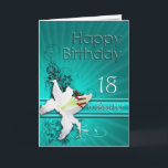 Birthday card for goddaughter 18, with a lily karte<br><div class="desc">A pure white lily on a background of delicate scroll work. A gorgeous card for any lady.</div>