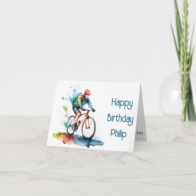 Birthday Card für Marine und Rote Radfahrer Karte (Vorderseite)