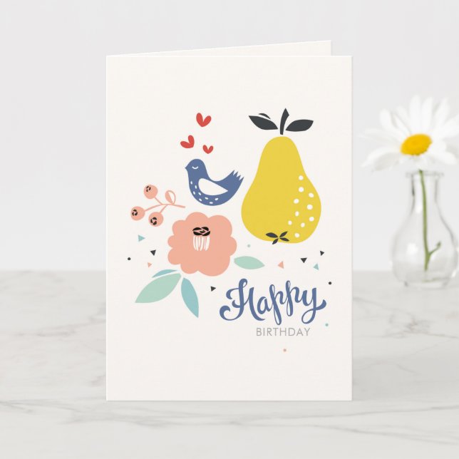 Birthday Card für Vögel und Birnen Karte (Kleine Pflanze)