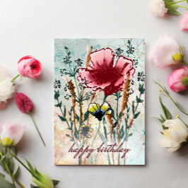 Birthday Card: Mixed Media Wildflower  Karte