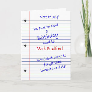 BIRTHDAY CARD - PERSONALIZE NAME - NOTE TO SELF KARTE