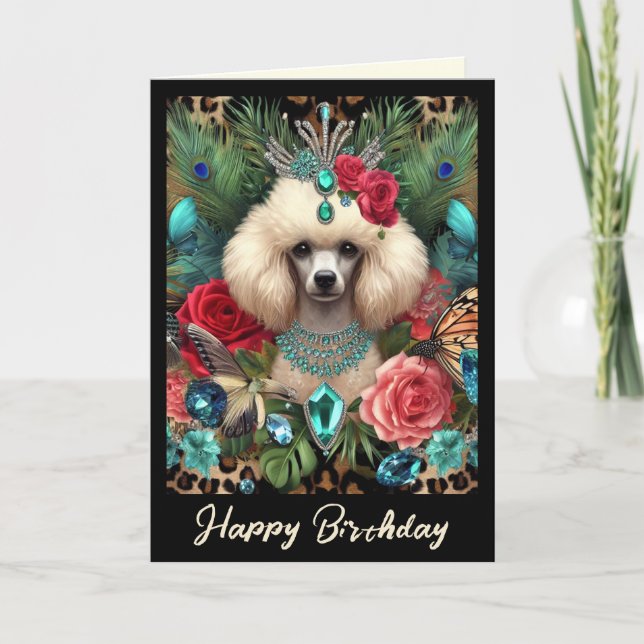 Birthday Card Poodle Dog Sie waren geboren zu Spar Karte (Vorderseite)