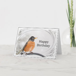 Birthday Card with a Robin Karte