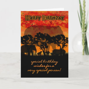 Birthday Card With African Scenery And Animals Karte