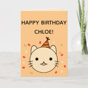 Birthday Cat   Beige Katze glücklich Geburtstag ge Karte
