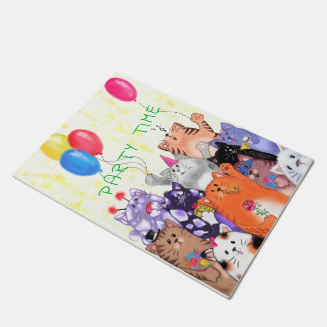 Birthday Cat Doormat Fußmatte (Schrägansicht)