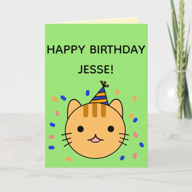 Birthday Cat | Orange Cat Happy Birthday Folded Karte (Vorderseite)