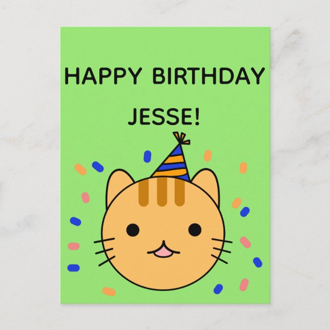 Birthday Cat | Orange Cat Happy Birthday Gruß Postkarte (Vorderseite)