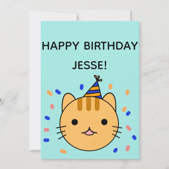 Birthday Cat | Orange Cat Happy Birthday Karte (Vorderseite)