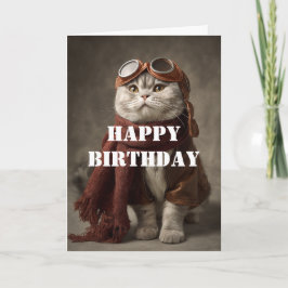 Birthday Cat Pilot Aviator Cool Funny Aviation Karte