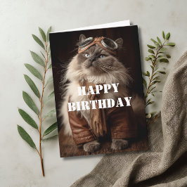 Birthday Cat Pilot Aviator Cool Funny Aviation Karte
