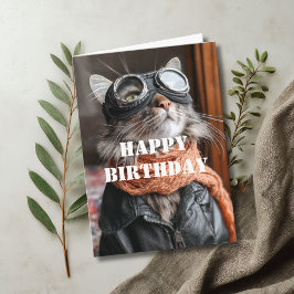 Birthday Cat Pilot Aviator Cool Funny Aviation Karte