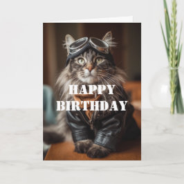 Birthday Cat Pilot Aviator Cool Funny Aviation Karte