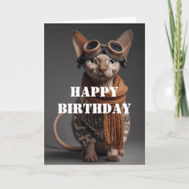 Birthday Cat Pilot Aviator Cool Funny Aviation Karte