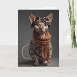 Birthday Cat Pilot Aviator Cool Funny Aviation Karte