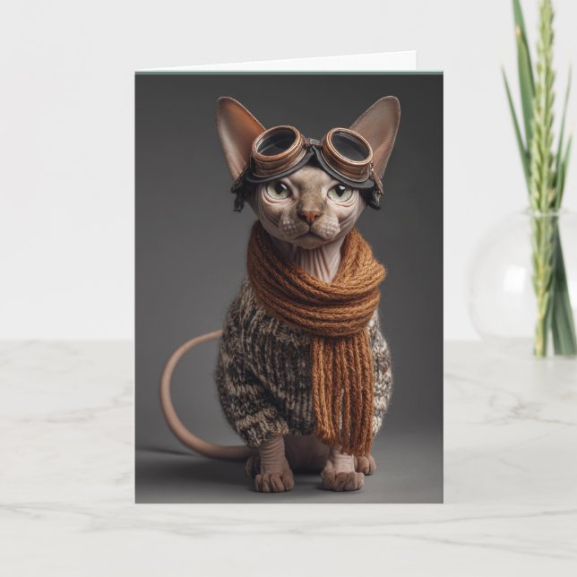 Birthday Cat Pilot Aviator Cool Funny Aviation Karte (Vorderseite)