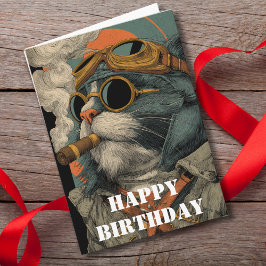 Birthday Cat Pilot  Funny Aviator Cool Aviation Karte