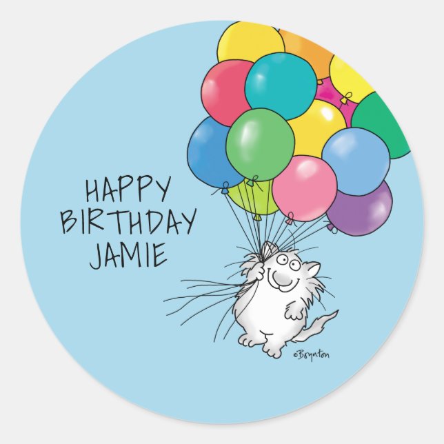 BIRTHDAY CATS von Sandra Boynton Classic Round Sti Runder Aufkleber (Vorderseite)