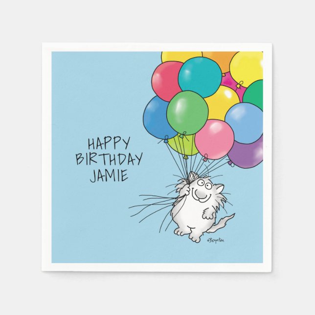 BIRTHDAY CATS von Sandra Boynton Napkins Serviette (Vorderseite)