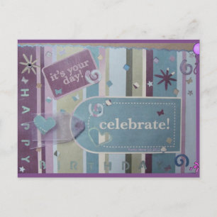 Birthday Celebrate Blue Beach Song™ Postkarte